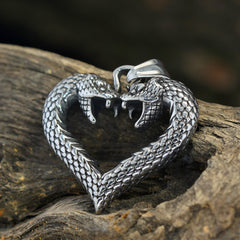 Cobra Snake Heart Pendant Necklace