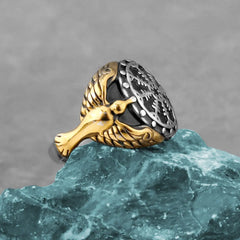 Viking Helm of Awe Raven Ring