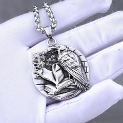 Viking Raven with Helm of Awe Pendant