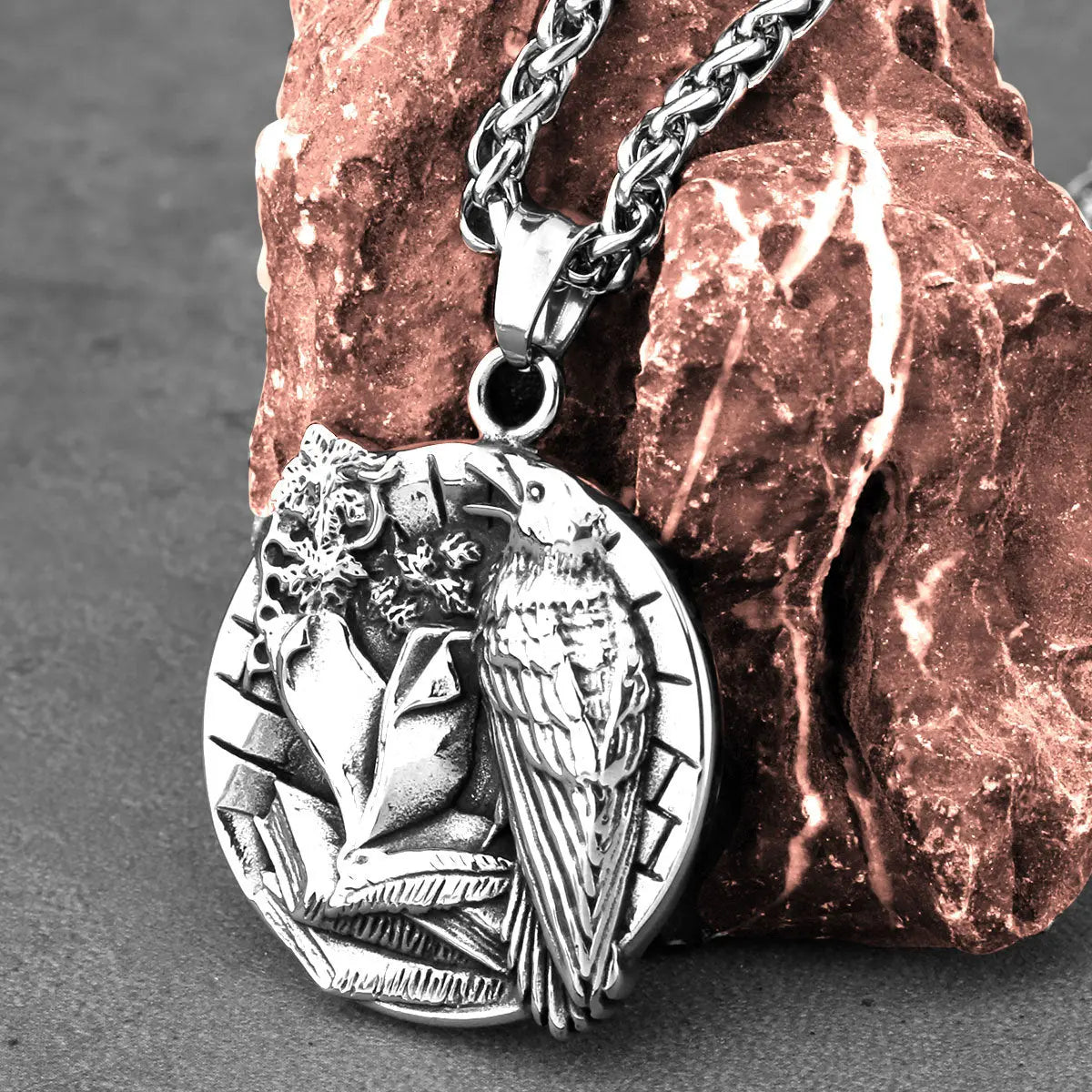 Viking Raven with Helm of Awe Pendant
